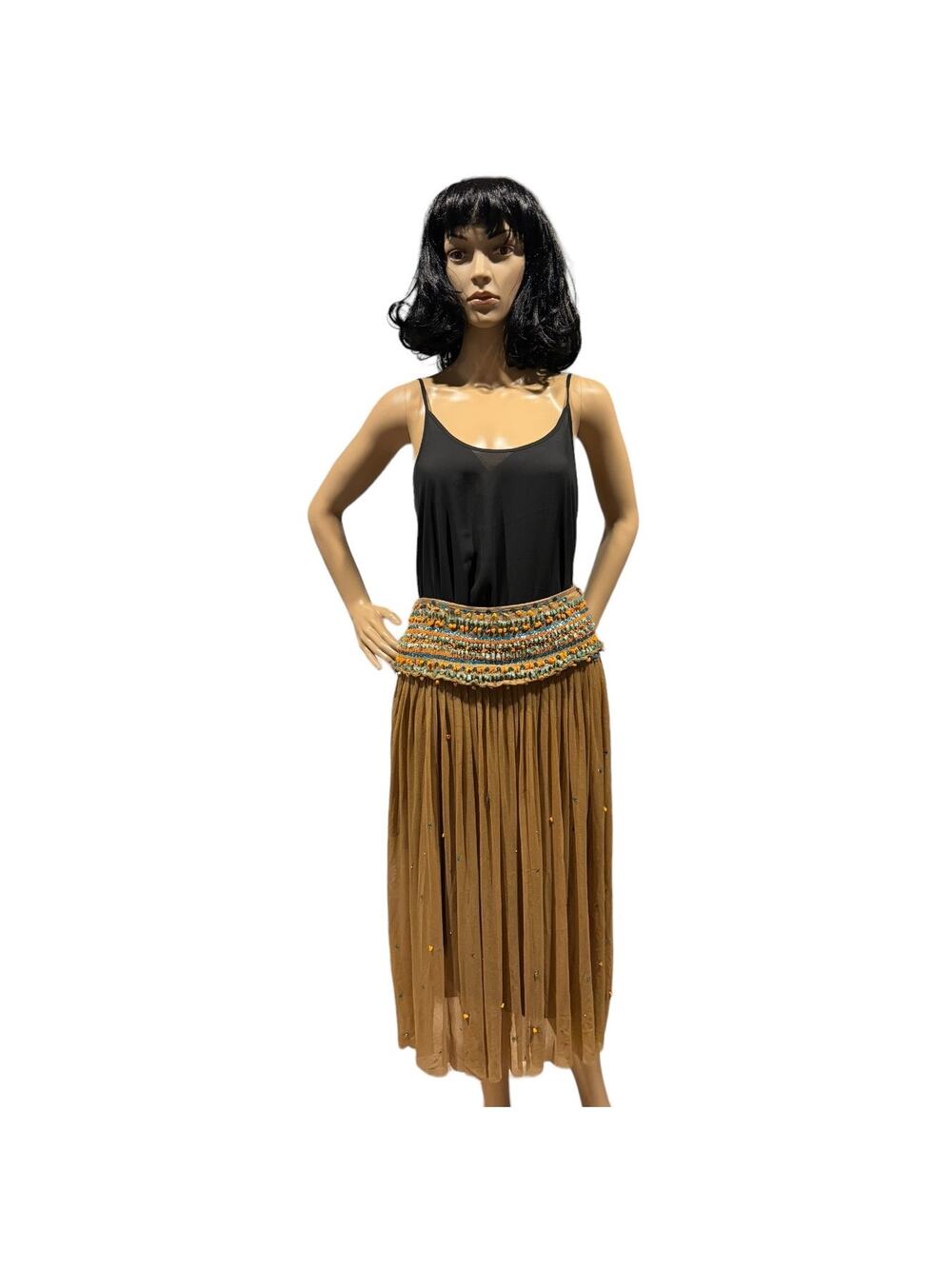 Boho tulle skirt-colored stones & beads by Christopher Fischer size small